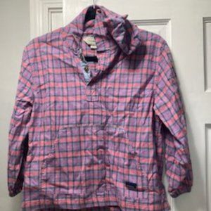 LL Bean Pink and Purple Flannel Lightweight Hoodie Size XS/Small